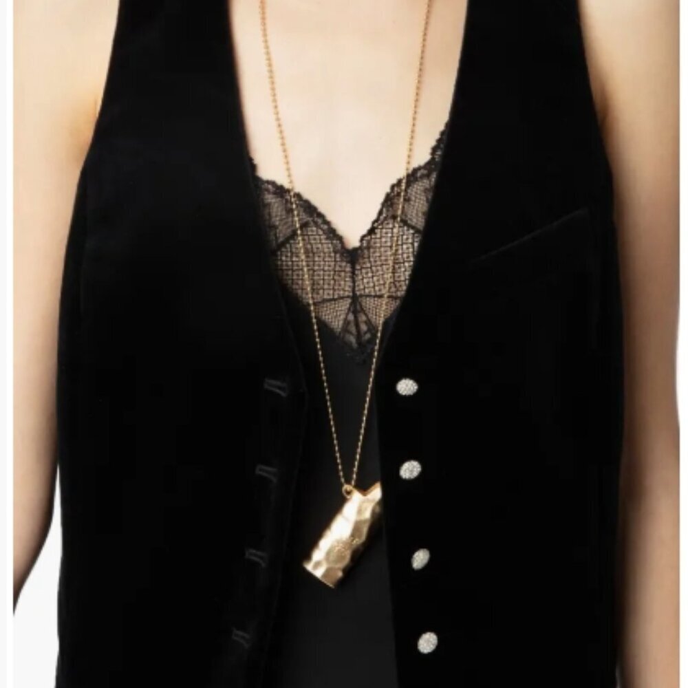Zadig & Voltaire Emaux Velvet Vest – Black (S/36) NWT - Picture 10 of 11